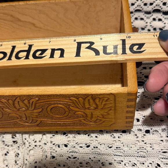 Hand-Carved Wooden Keepsake Box with Dovetail Corners, Scenic Inlay and Mirror - Picture 14 of 16